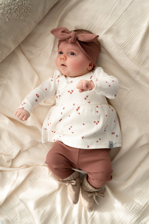 Babyjurkje mini hartjes klei roze (rib)