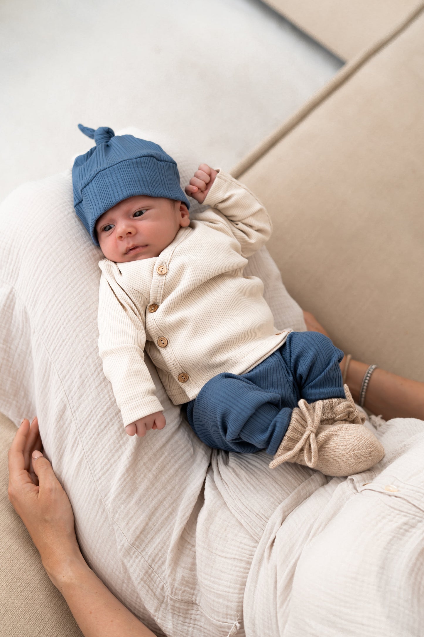 Broekje Denim Blauw (ongelijke rib)