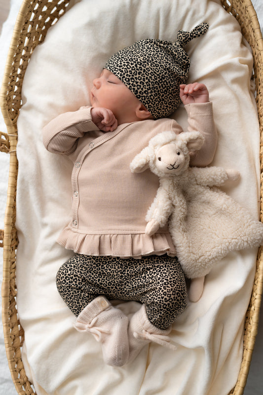 Newborn set Panterprint beige broek + muts