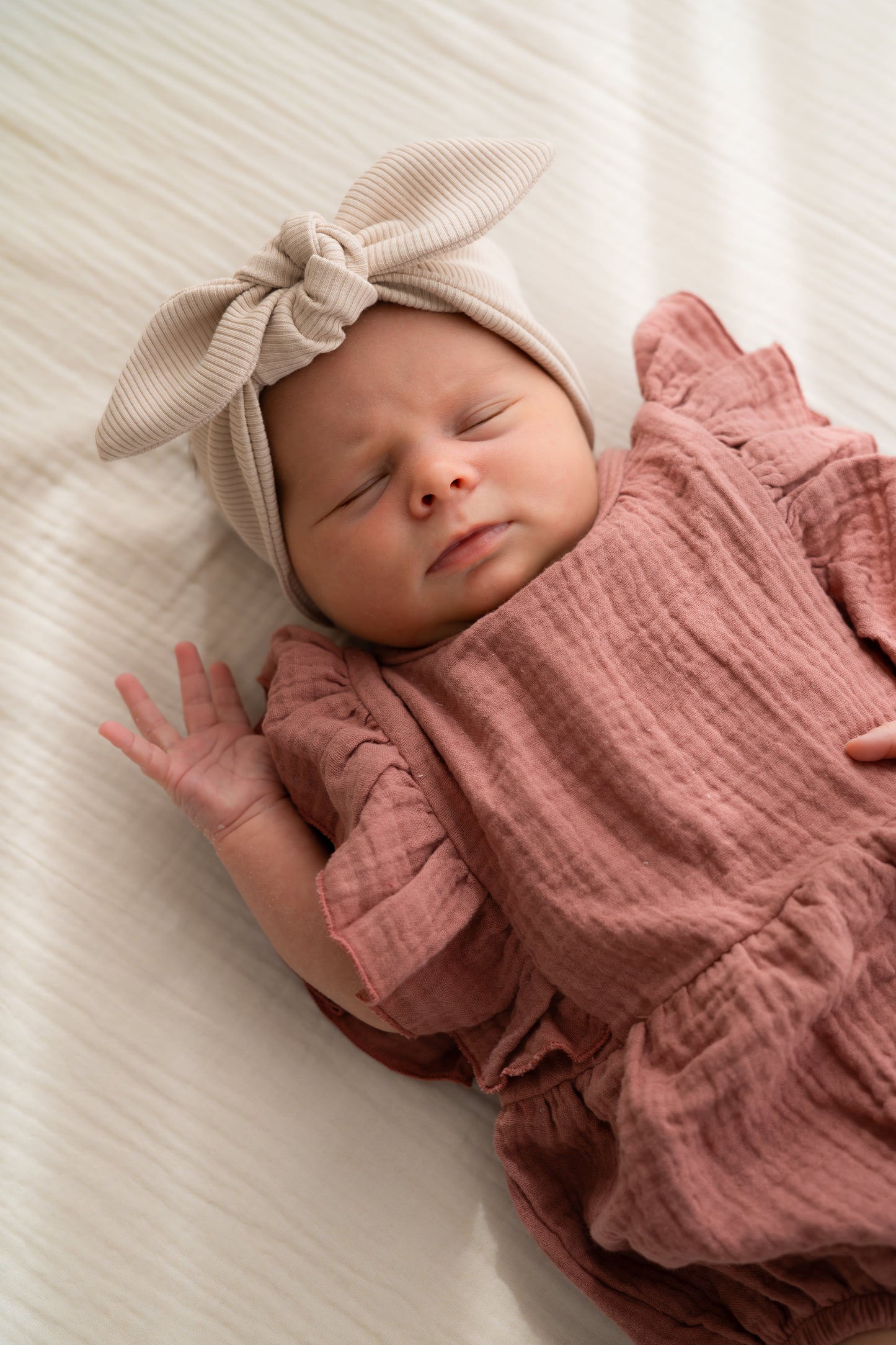 Haarbandje knoop Beige (rib)