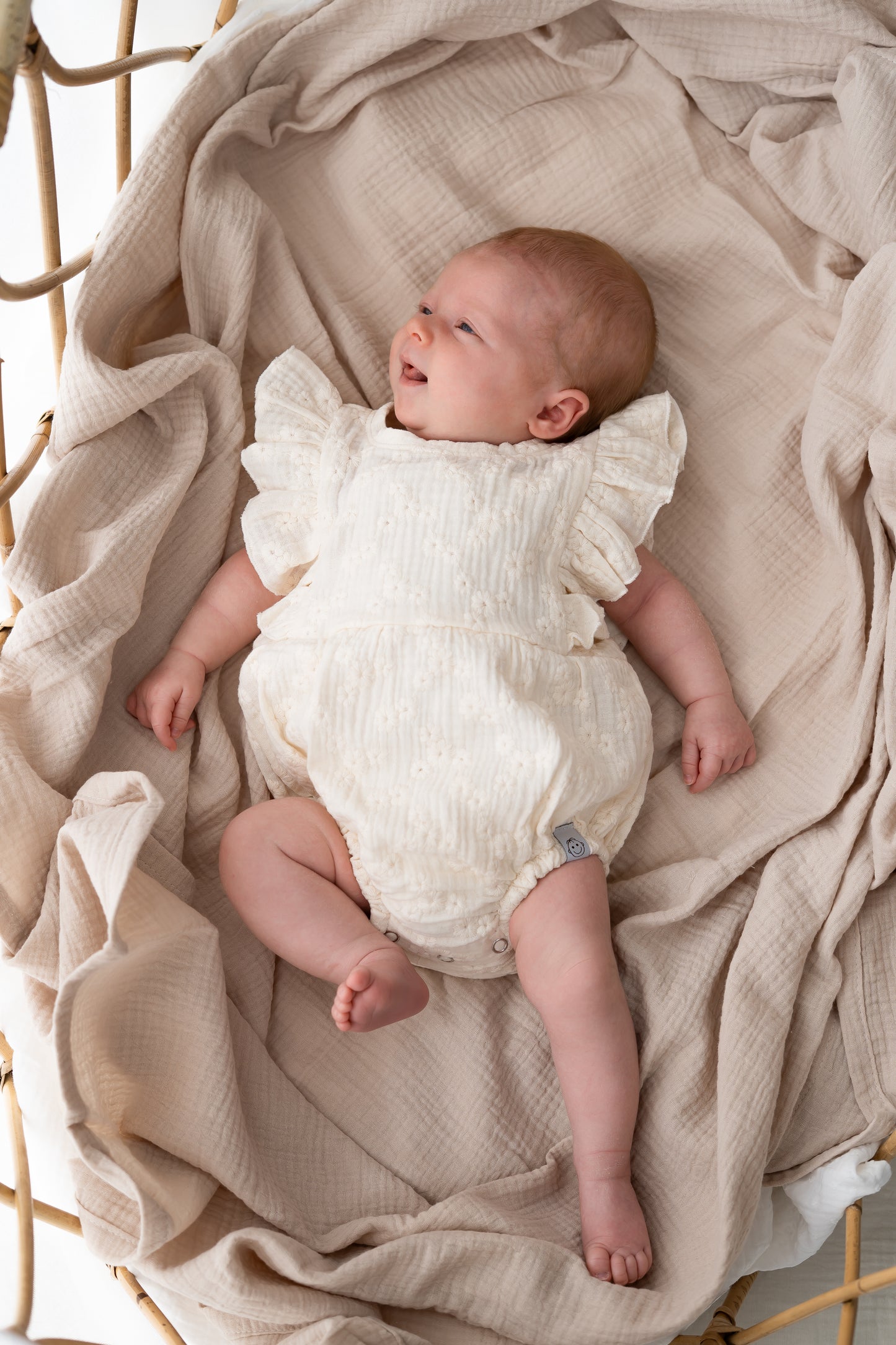 Romper ruffle zomer Embroidery naturel (hydrofiel)