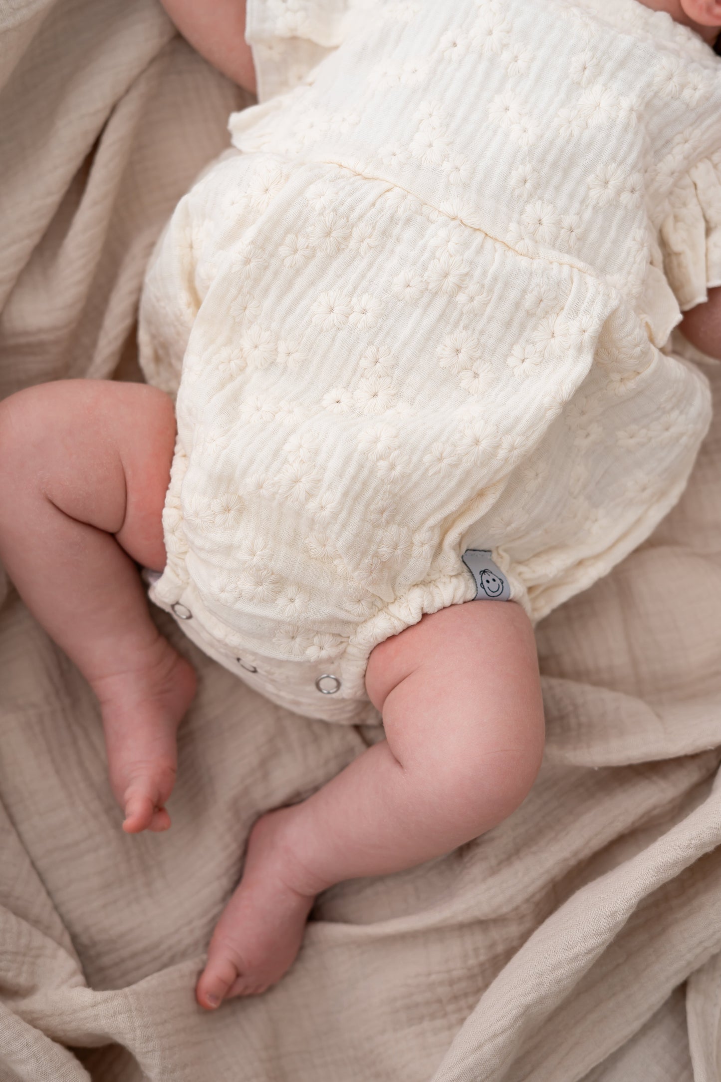 Romper ruffle zomer Embroidery naturel (hydrofiel)