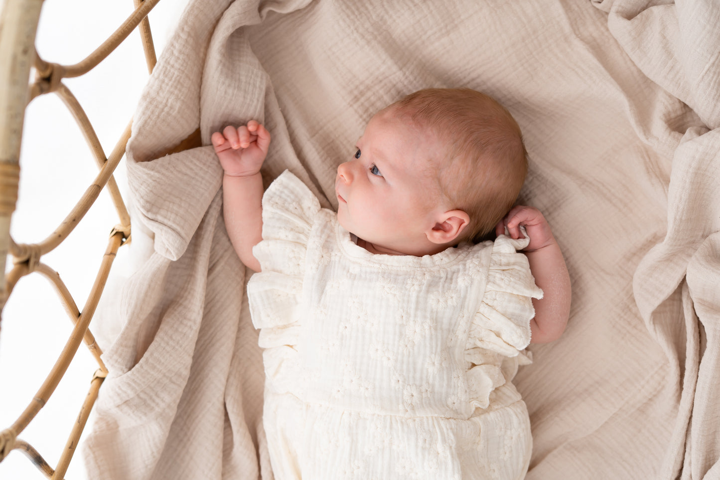 Romper ruffle zomer Embroidery naturel (hydrofiel)