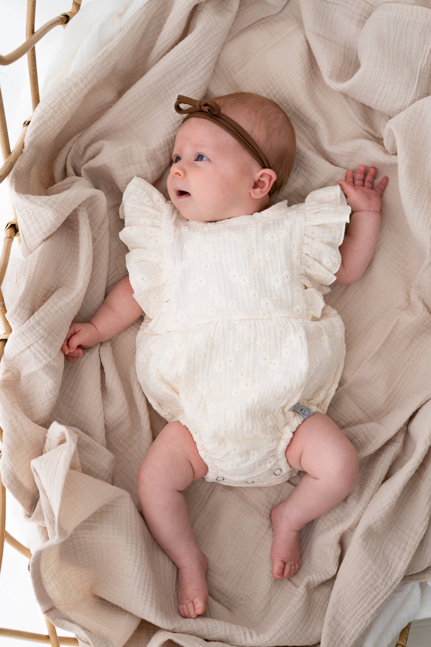 Romper ruffle zomer Embroidery naturel (hydrofiel)
