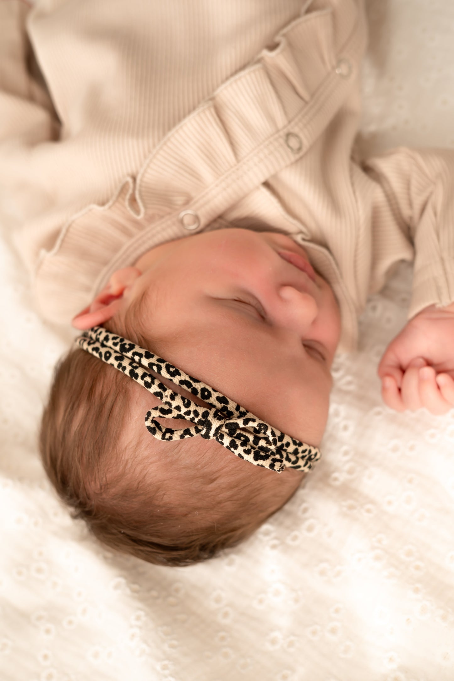 Haarbandje strik Panterprint beige