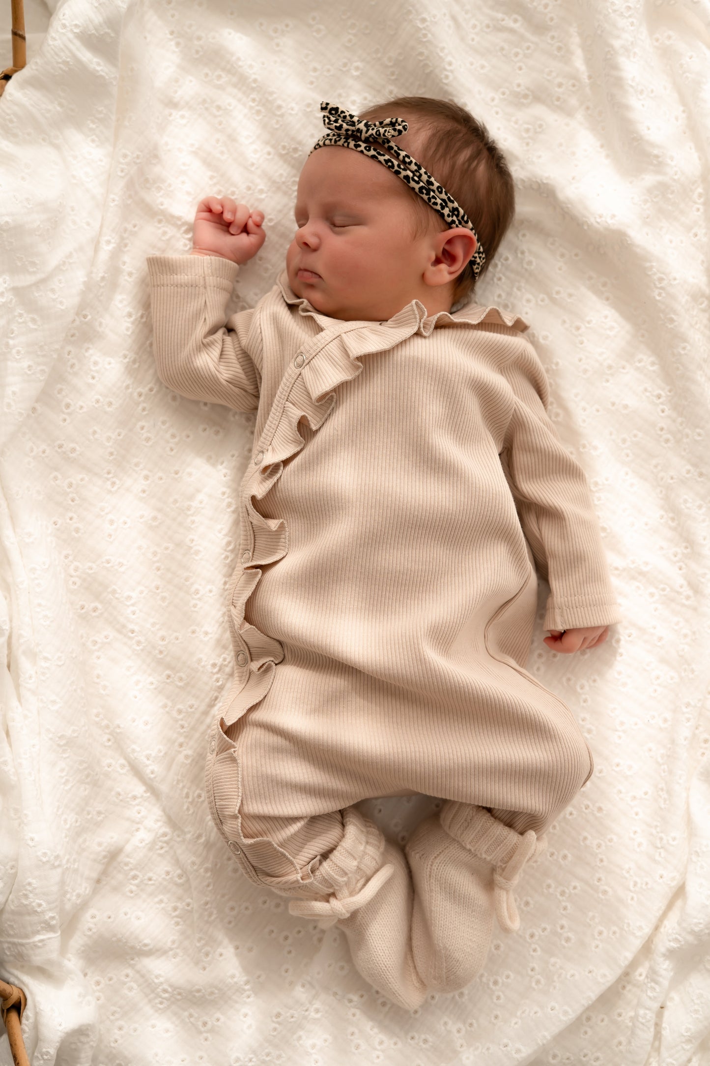 Haarbandje strik Panterprint beige