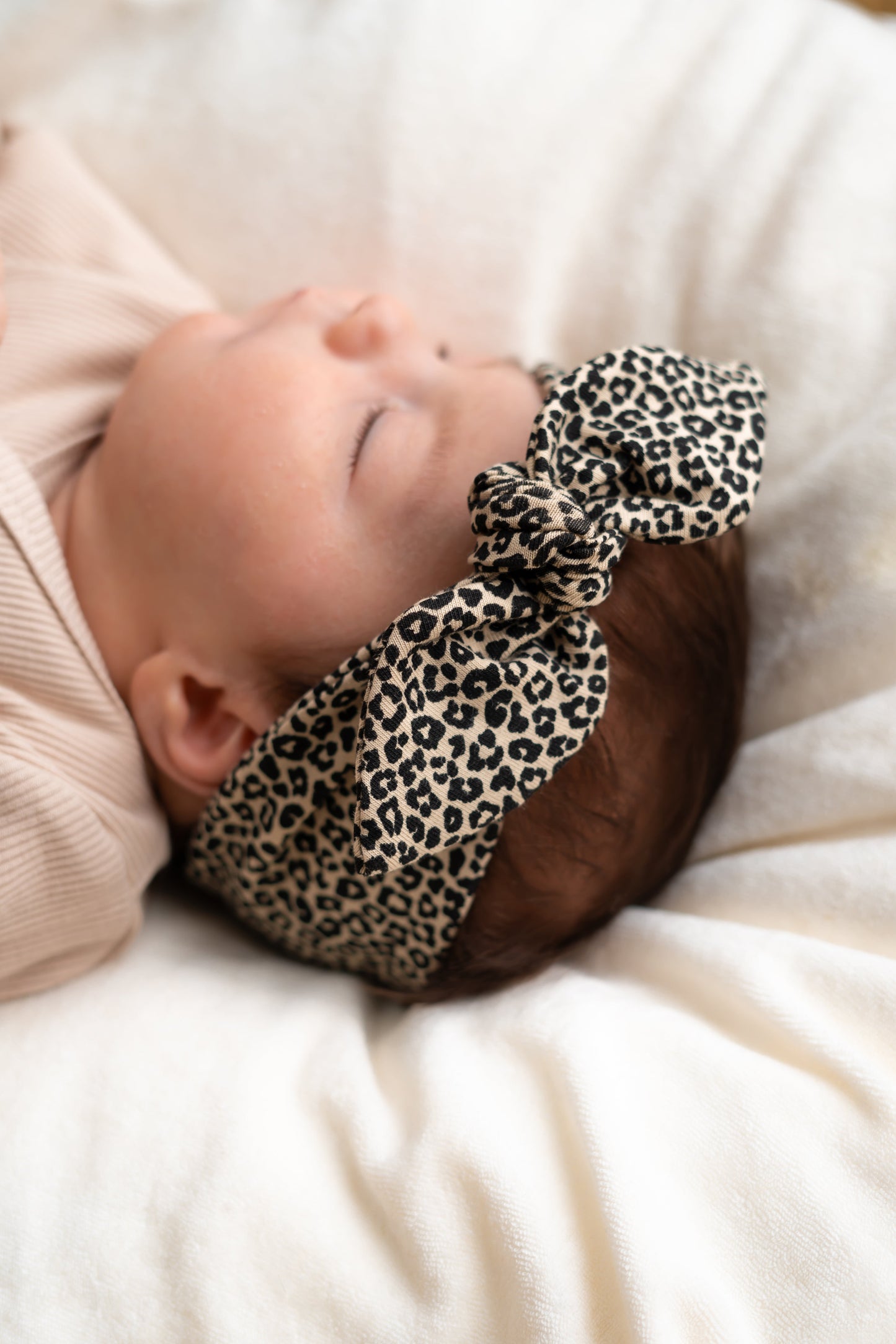 Haarbandje knoop Panterprint beige