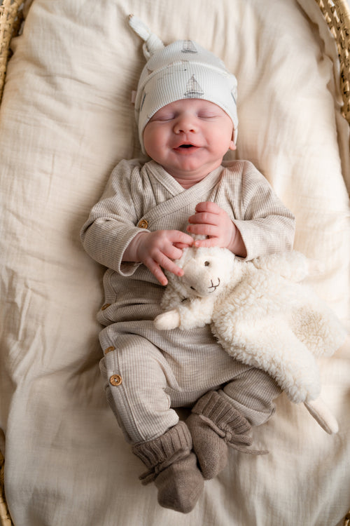 Boxpakje buttons Beige melange (rib)