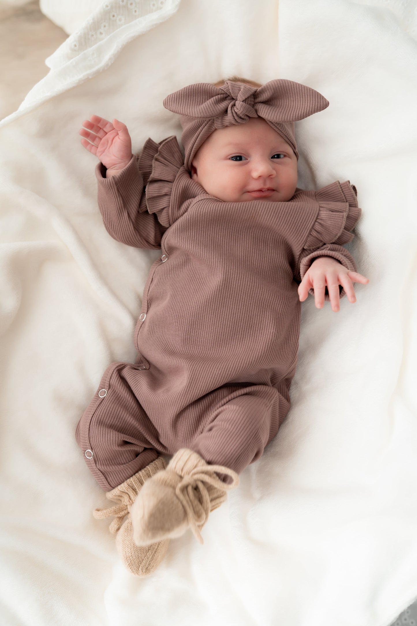 Boxpakje Dubbele ruffle Mauve (rib)