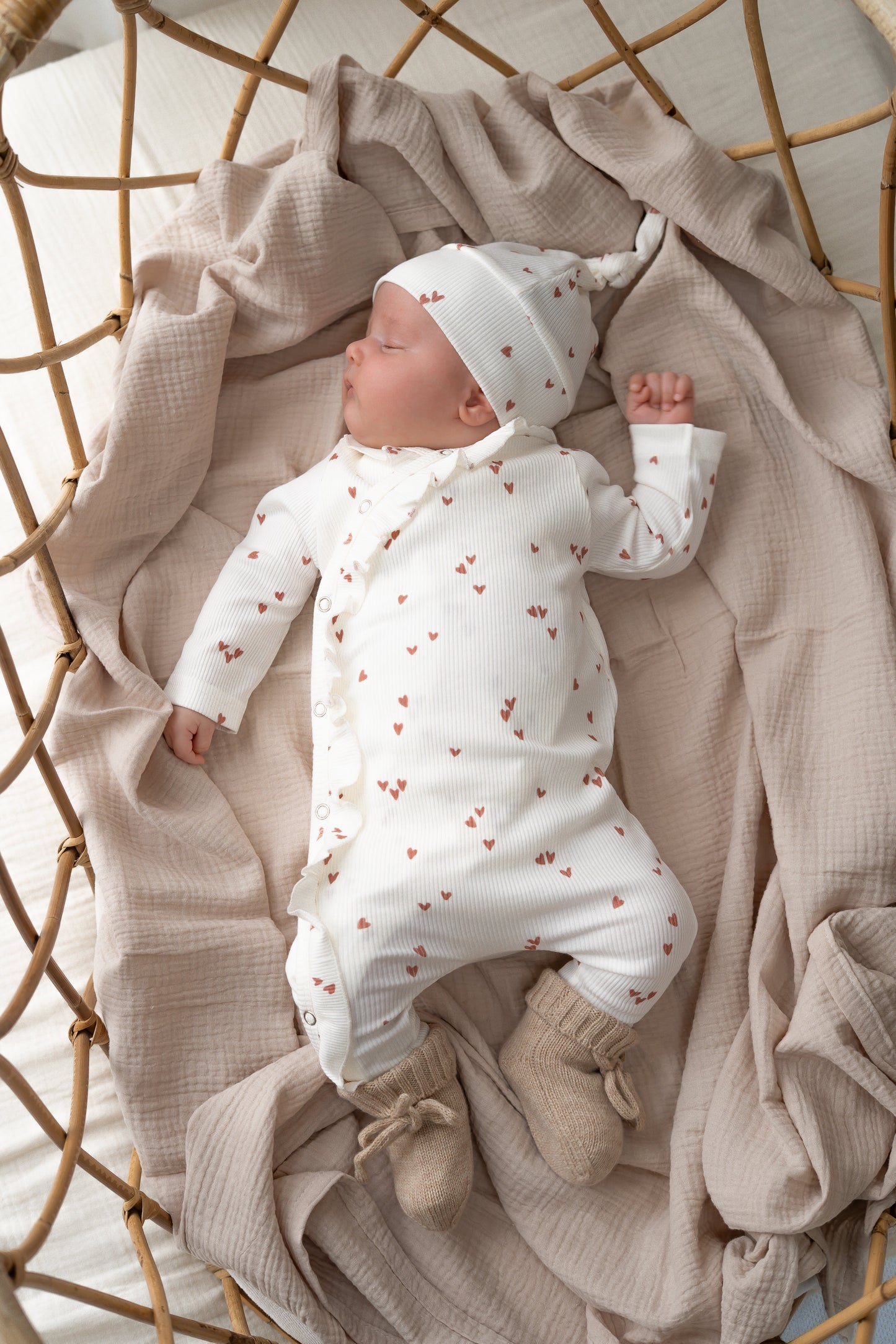 Boxpakje ruffle Mini hartjes klei roze (rib)