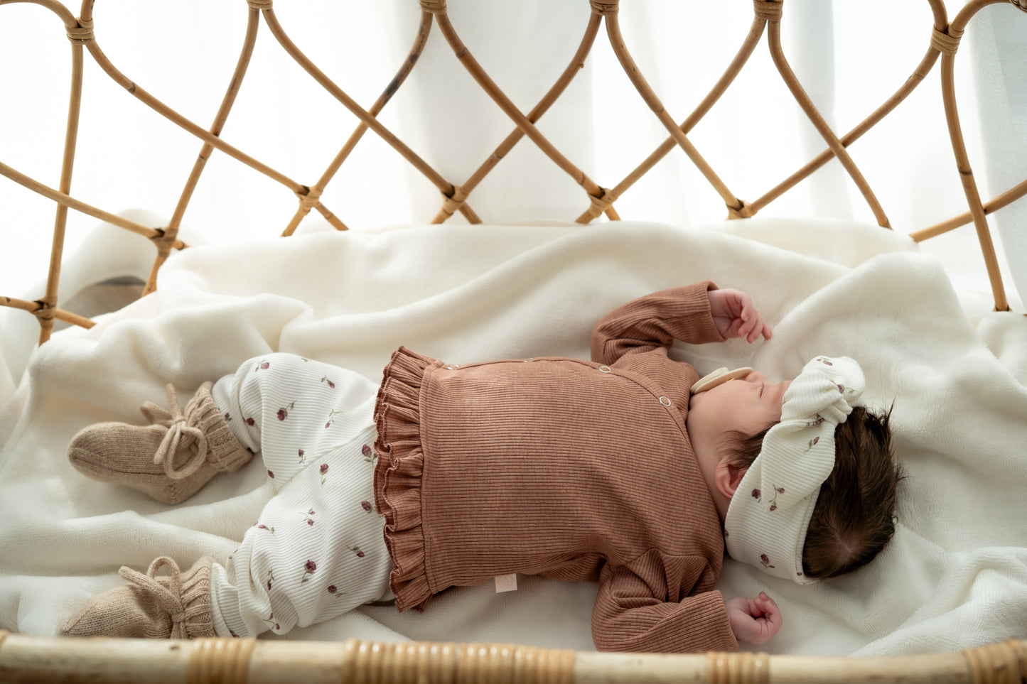 Haarbandje knoop Romantic rose (rib)