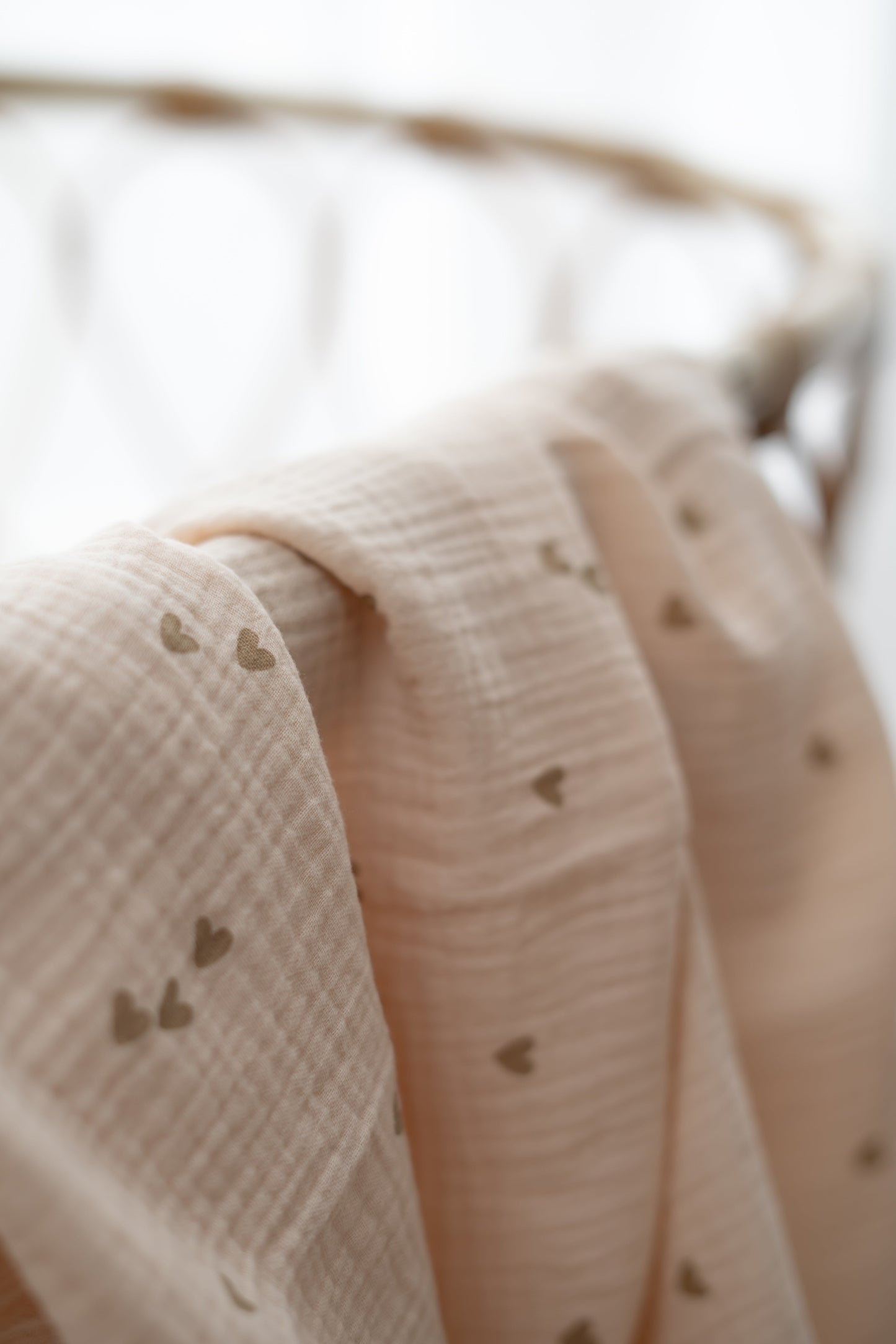 Hydrofiele doek XL Hartjes Beige Creme