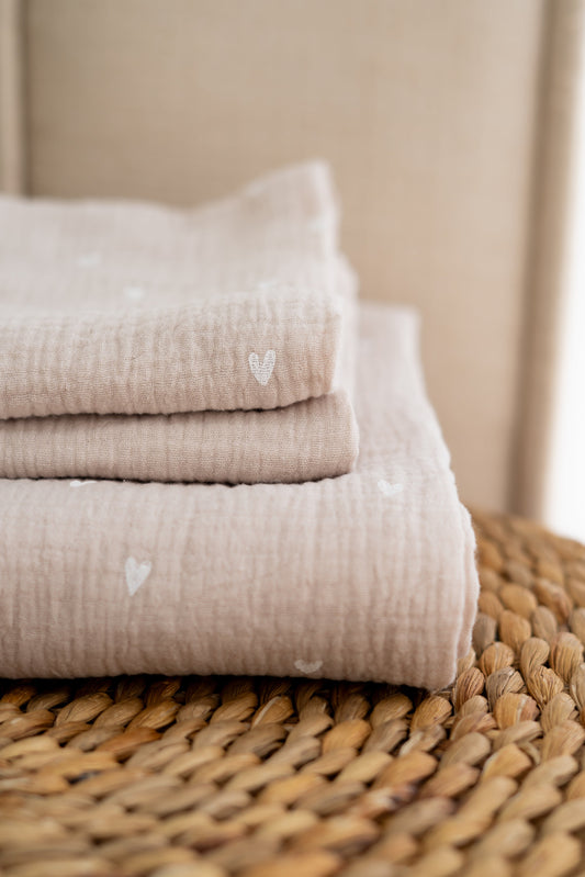 Hydrofiele doek Hartjes beige