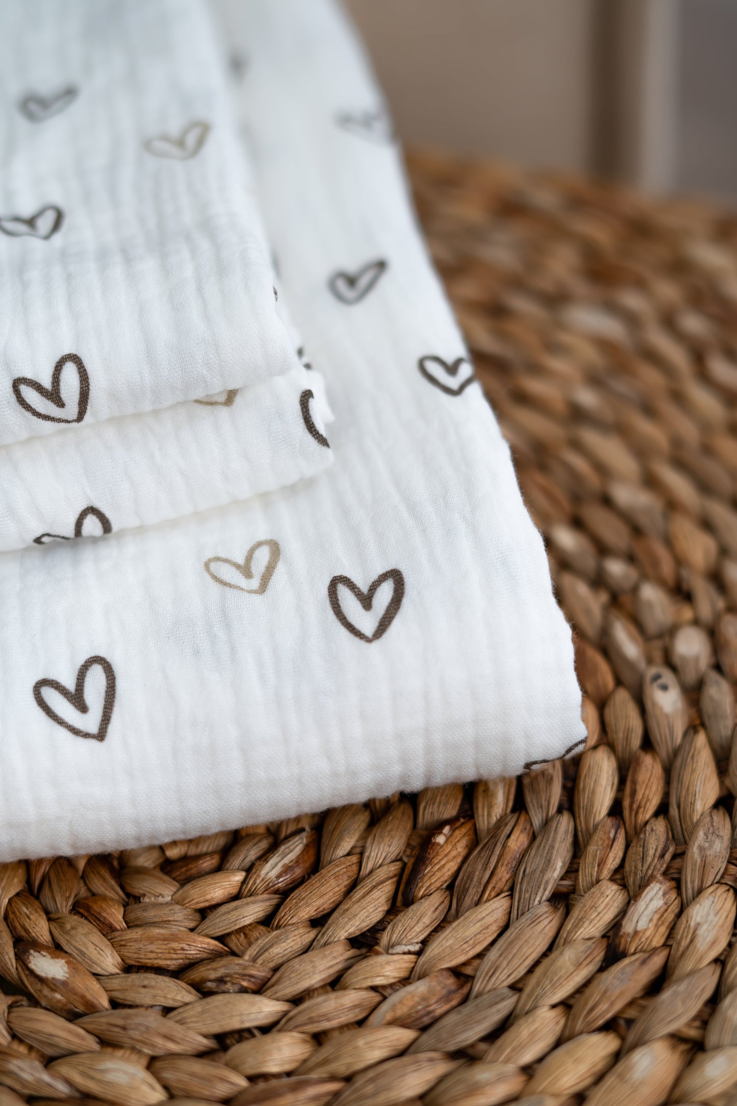 Hydrofiele doek Hartjes bruin en beige