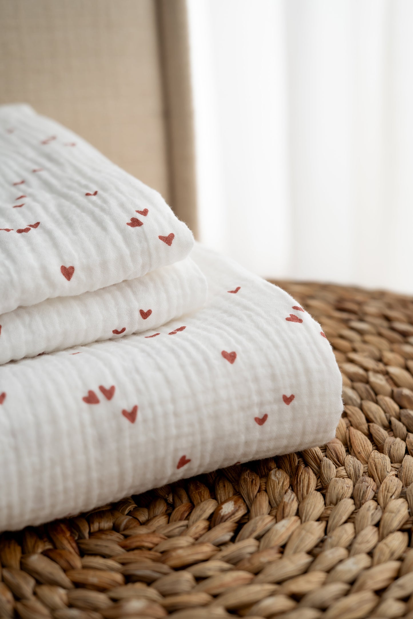 Hydrofiele doek Hartjes klei roze