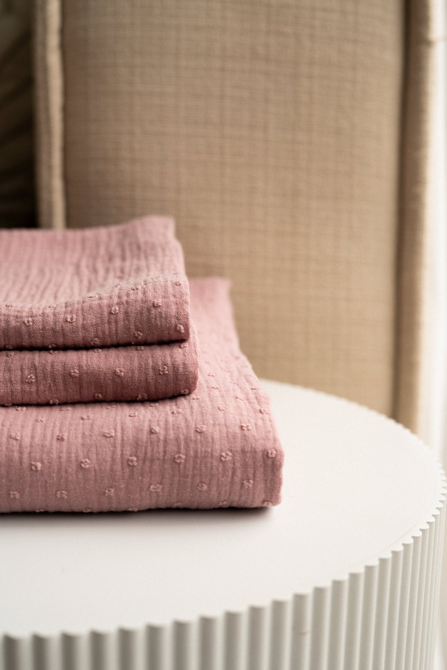 Hydrofiele doek Klei roze dots