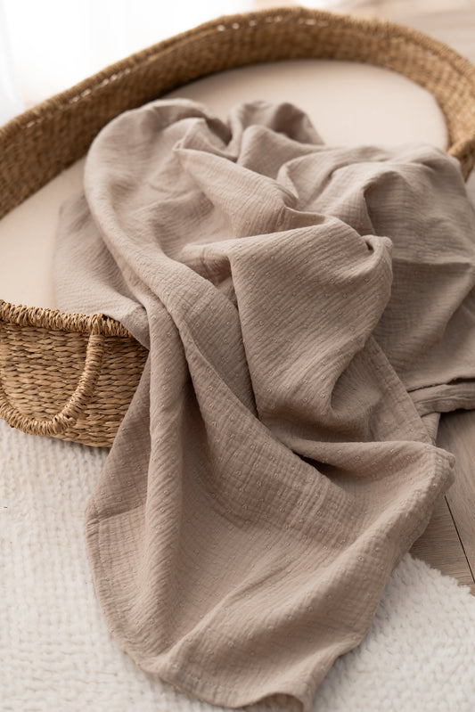 Hydrofiele doek XL Taupe dots