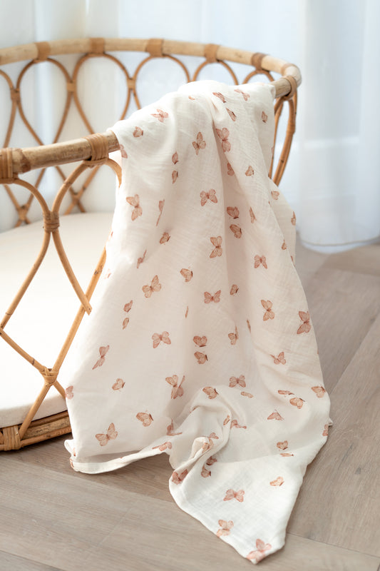 Hydrofiele doek XL Vlinders roze