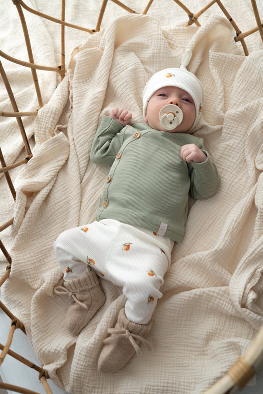 Newborn set fruit (rib) broek + muts
