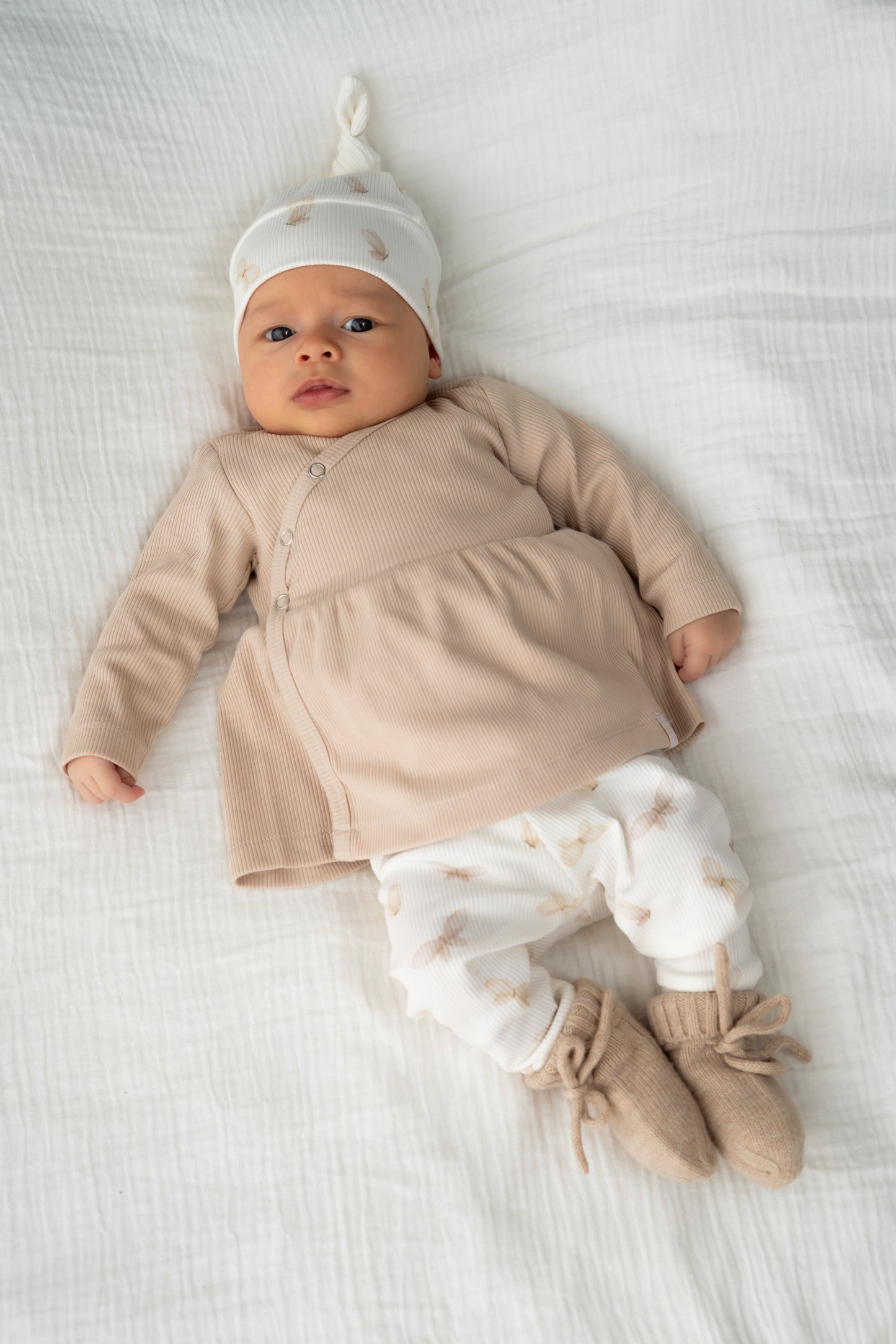 Broekje Vlinders beige (rib)