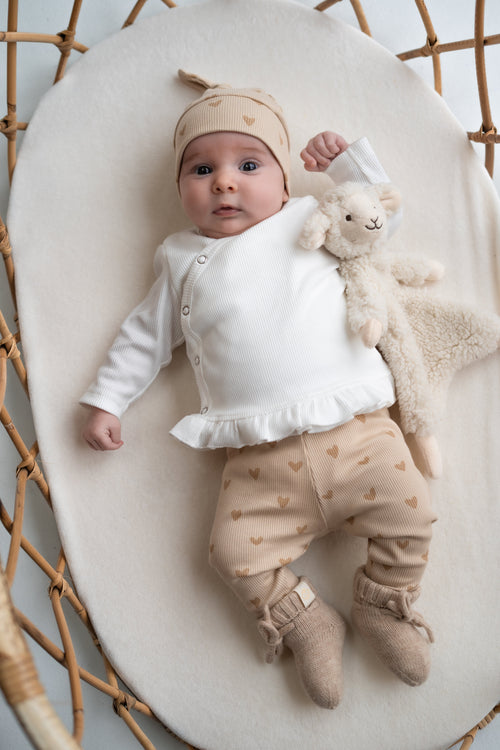 Overslagshirtje ruffle Ecru (rib)