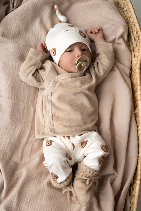 Newborn set Beertjes (rib) broek + muts