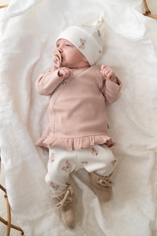 Newborn set Vlinders (rib) broek + muts