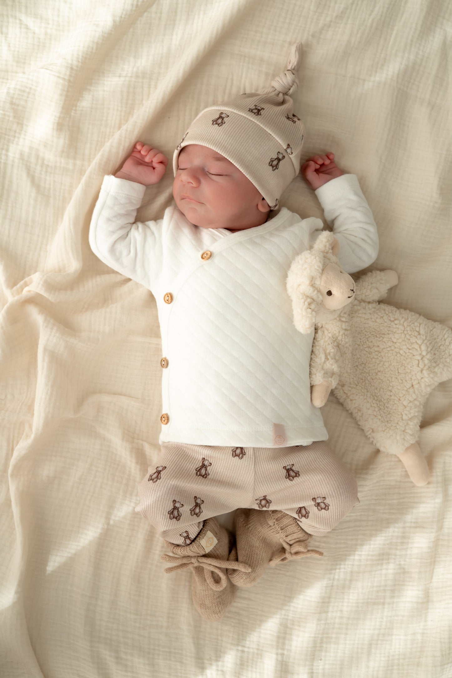Broekje Teddyberen beige (rib)