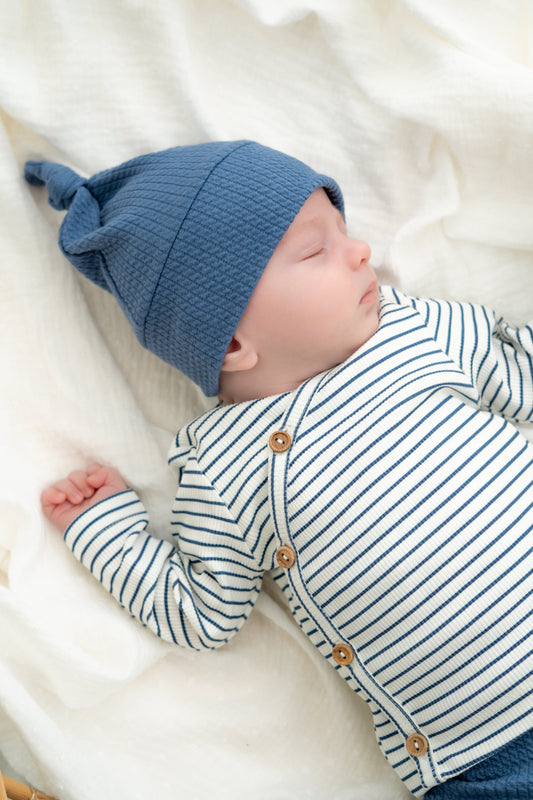 Overslagshirtje buttons Streepjes blauw (rib)