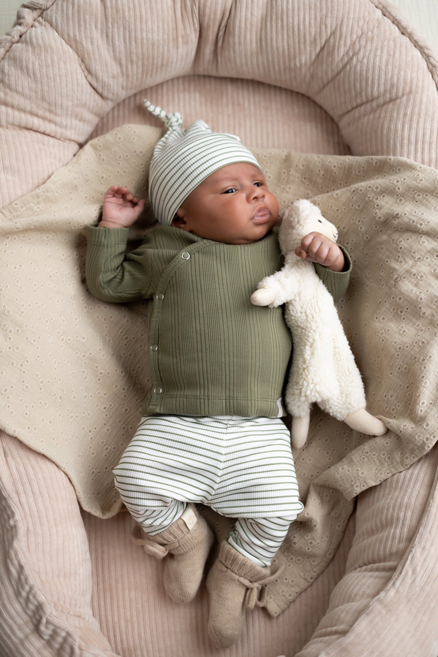 Overslagshirtje Olijfgroen (ongelijke rib)