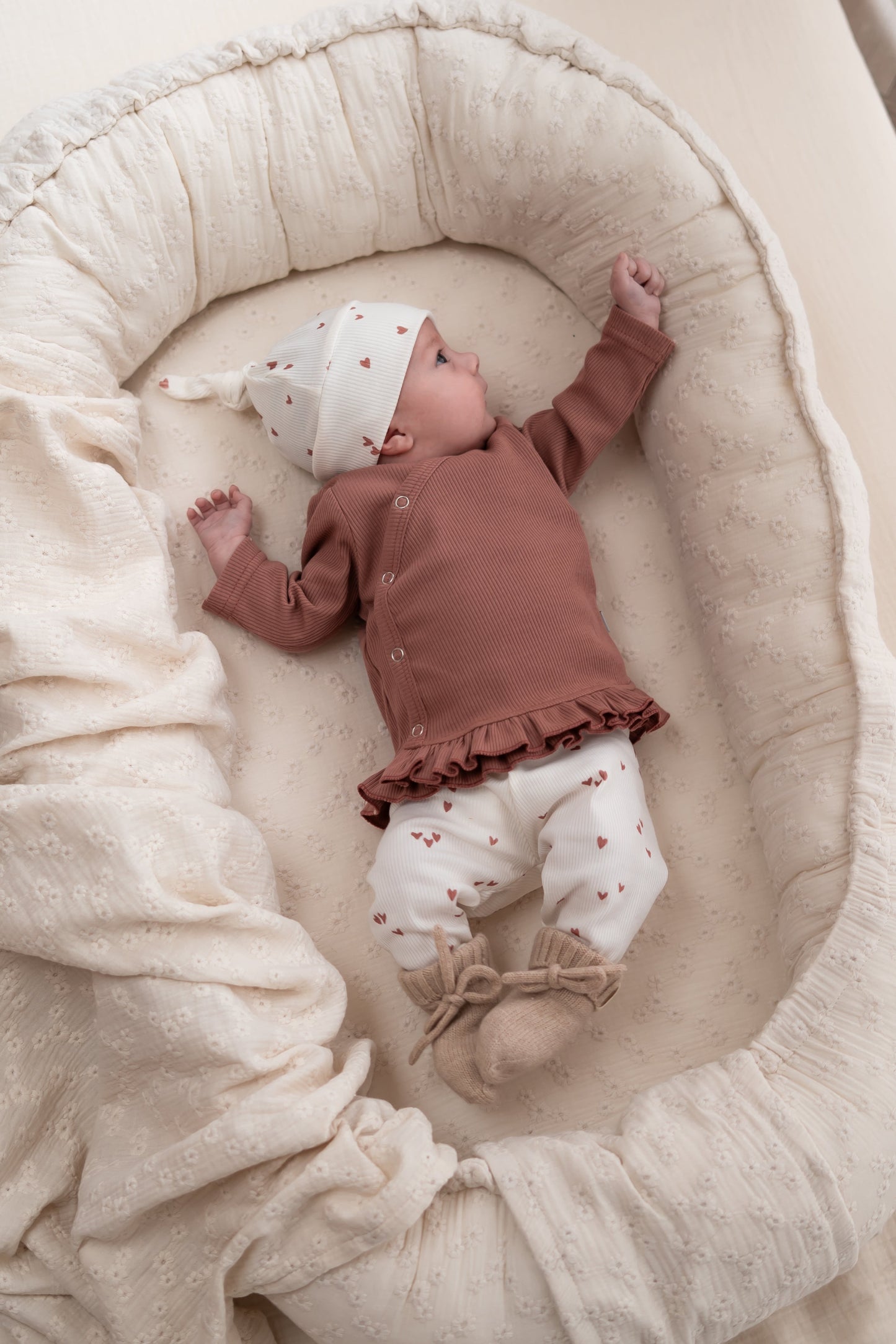 Overslagshirtje ruffle Klei roze  (rib)