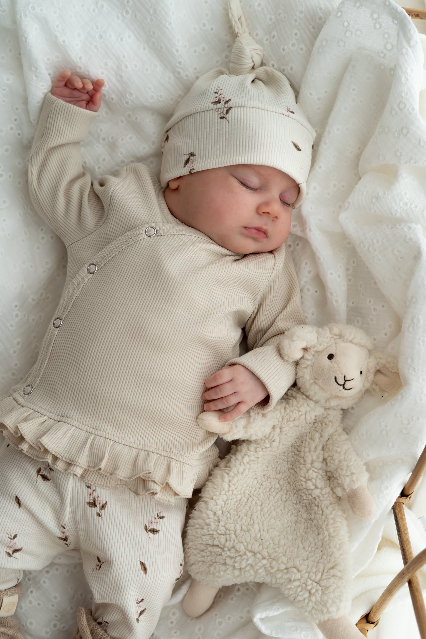 Newborn set Roze bloem (rib)