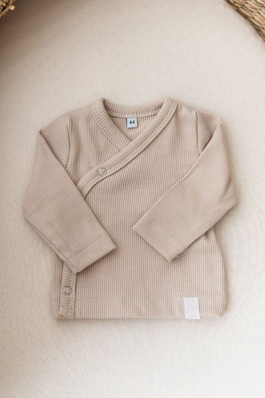 Prematuur overslagshirtje beige (rib)