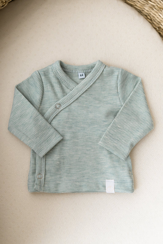 Prematuur overslagshirtje lichtgroen melange (rib)