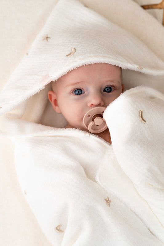 Wikkeldoek Maan en sterren Ecru (bamboe)