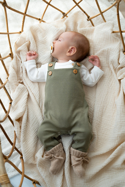 Tuinbroekje Olijfgroen (rib)