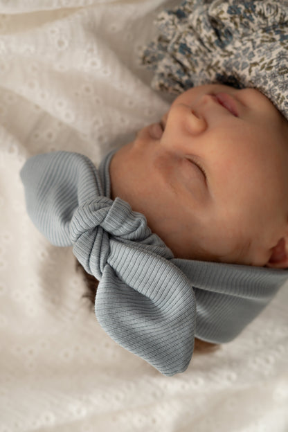 Haarbandje knoop Staalblauw (rib)