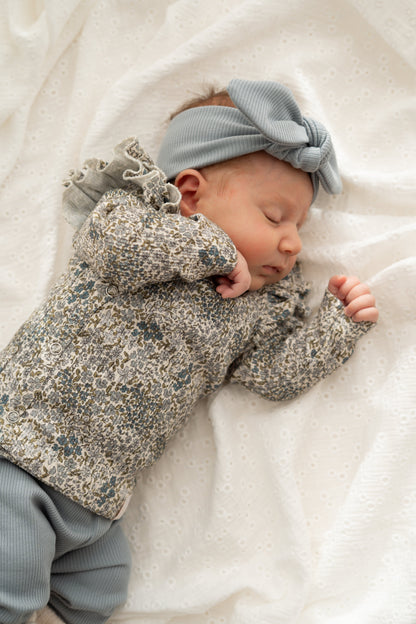 Haarbandje knoop Staalblauw (rib)