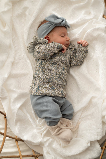 Haarbandje knoop Staalblauw (rib)