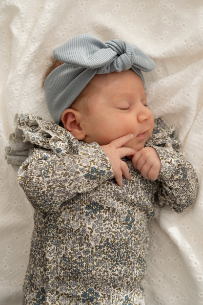 Haarbandje knoop Staalblauw (rib)