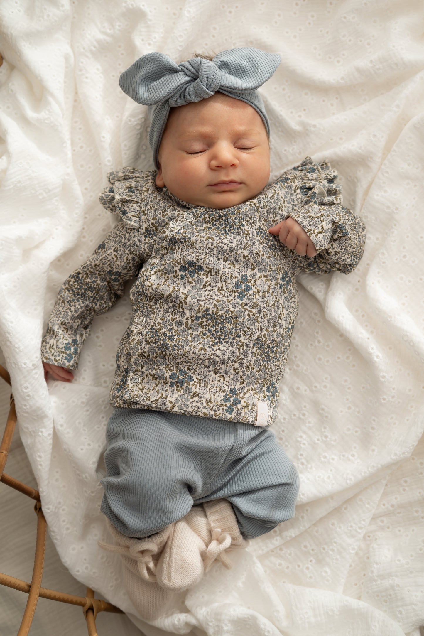 Haarbandje knoop Staalblauw (rib)