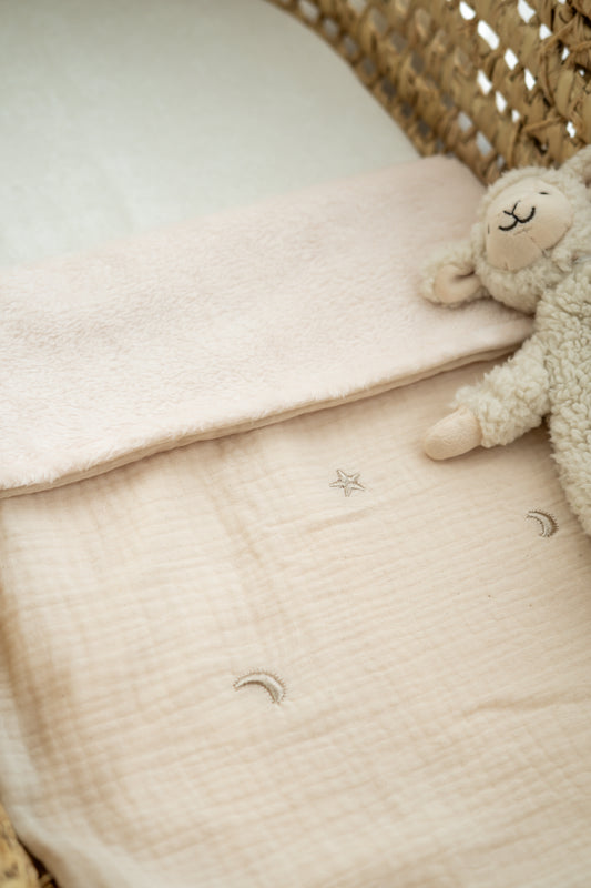 Wiegdeken Maan en sterren Naturel (teddy)