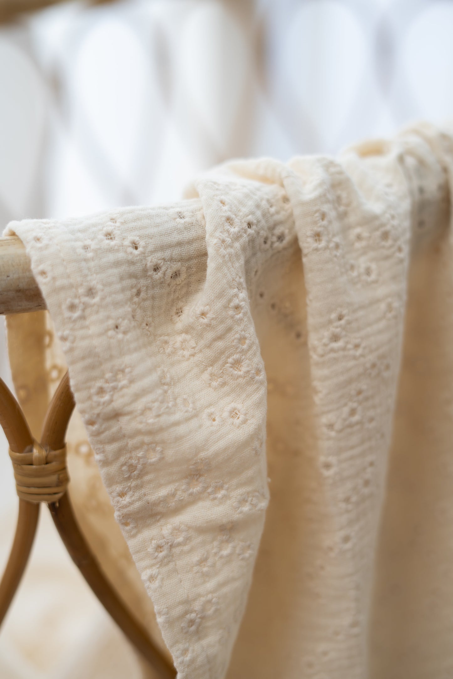 Hydrofiele doek XL Embroidery bloem Naturel