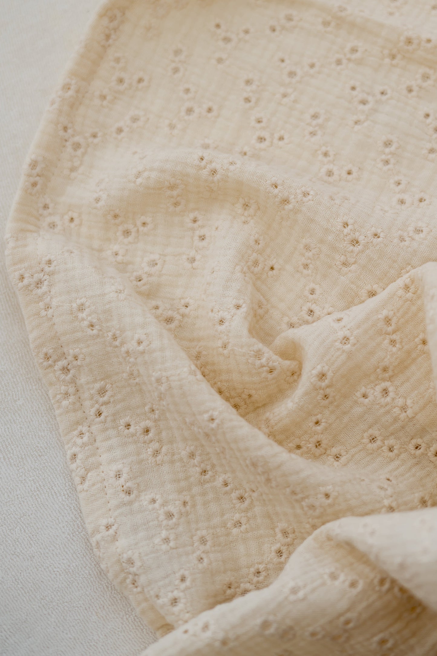 Hydrofiele doek XL Embroidery bloem Naturel