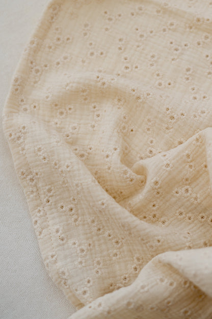 Hydrofiele doek XL Embroidery bloem Naturel