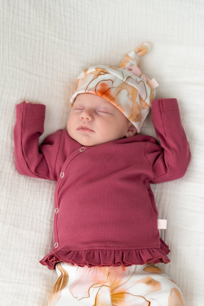 Overslagshirtje ruffle Framboos (rib)