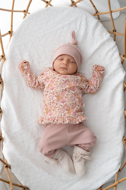 Overslagshirtje ruffle Pastel weidebloem (rib)