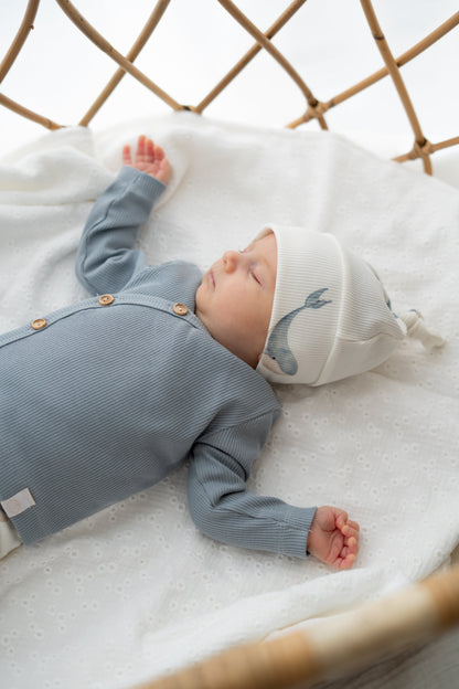 Overslagshirtje buttons Staalblauw (rib)