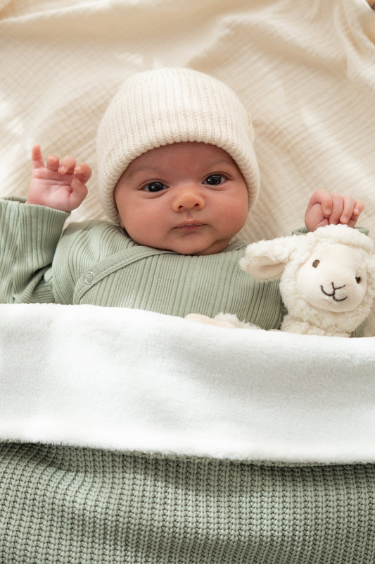 Wiegdeken Zachtgroen gebreid (Teddy)