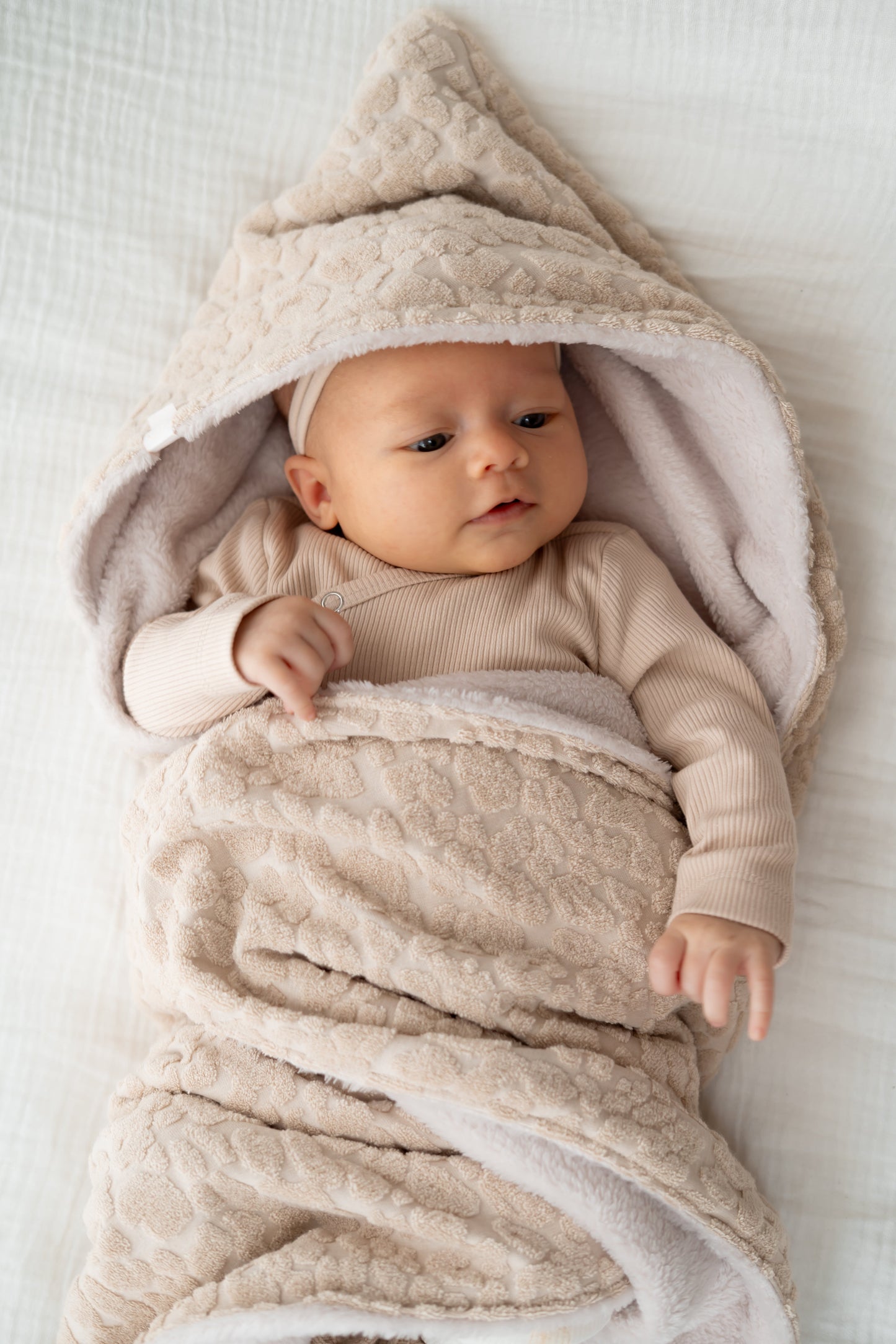 Wikkeldoek Panterprint zand (teddy)